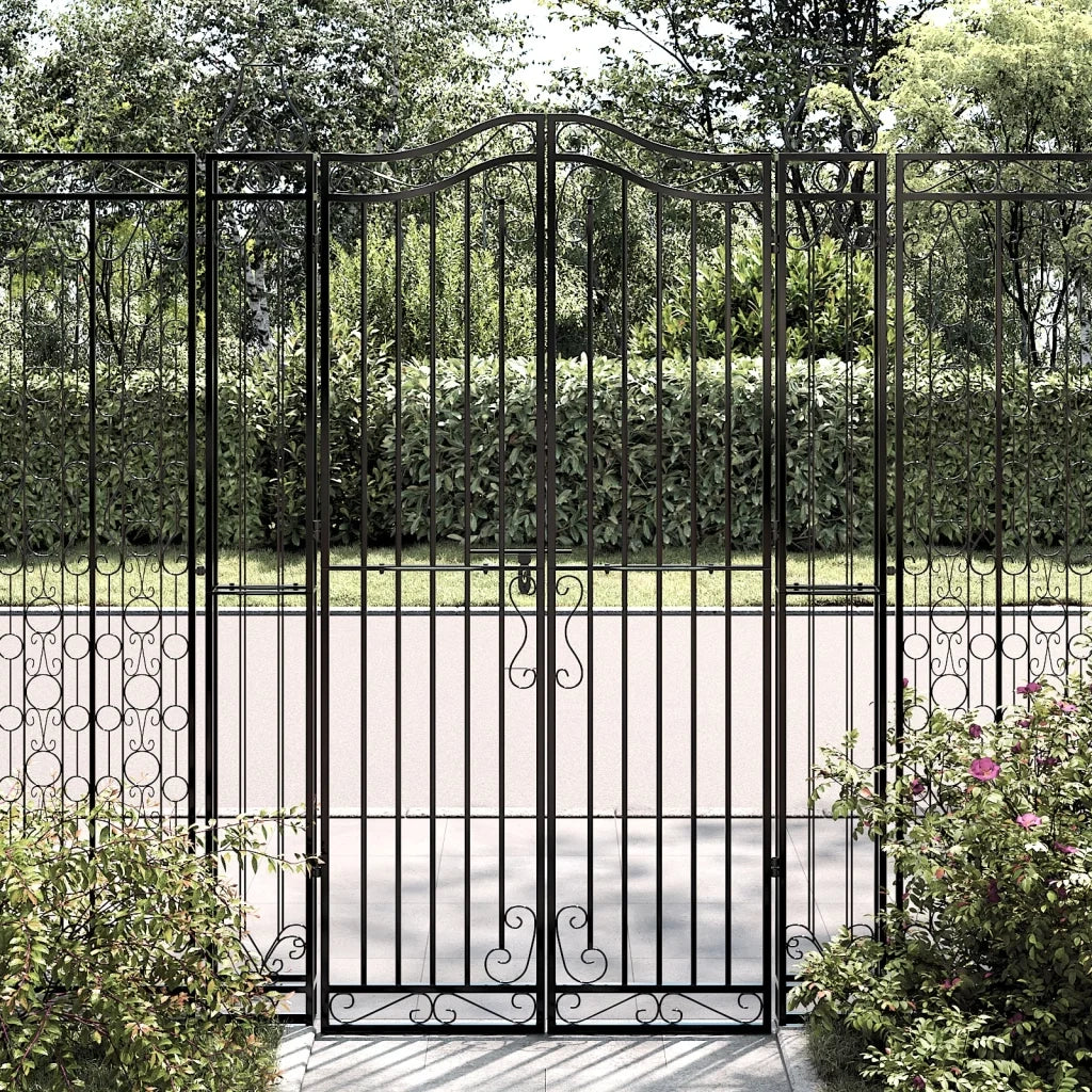 Cancello da Giardino Nero 121x8x180 cm in Ferro Battuto CFW8384781