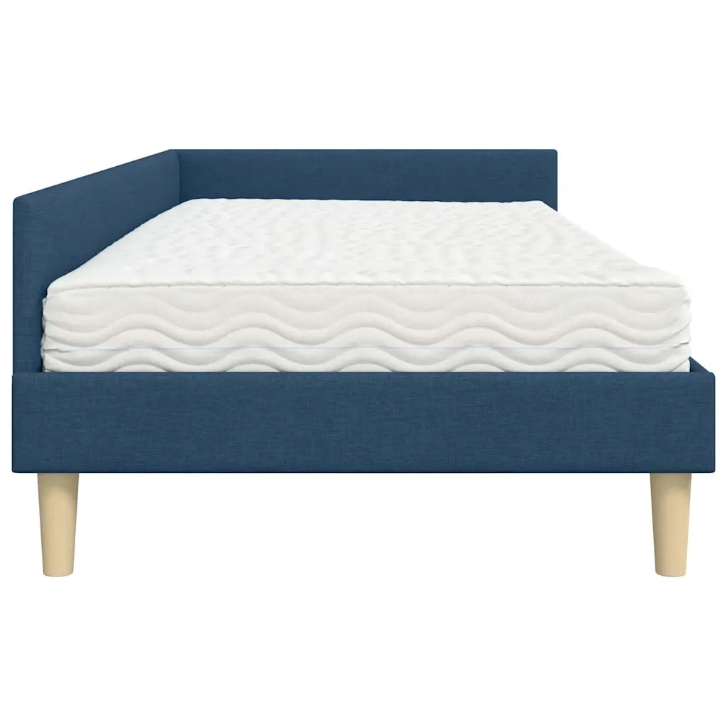 Struttura Letto Angolare con Materasso 2 pcs Blu Tessuto