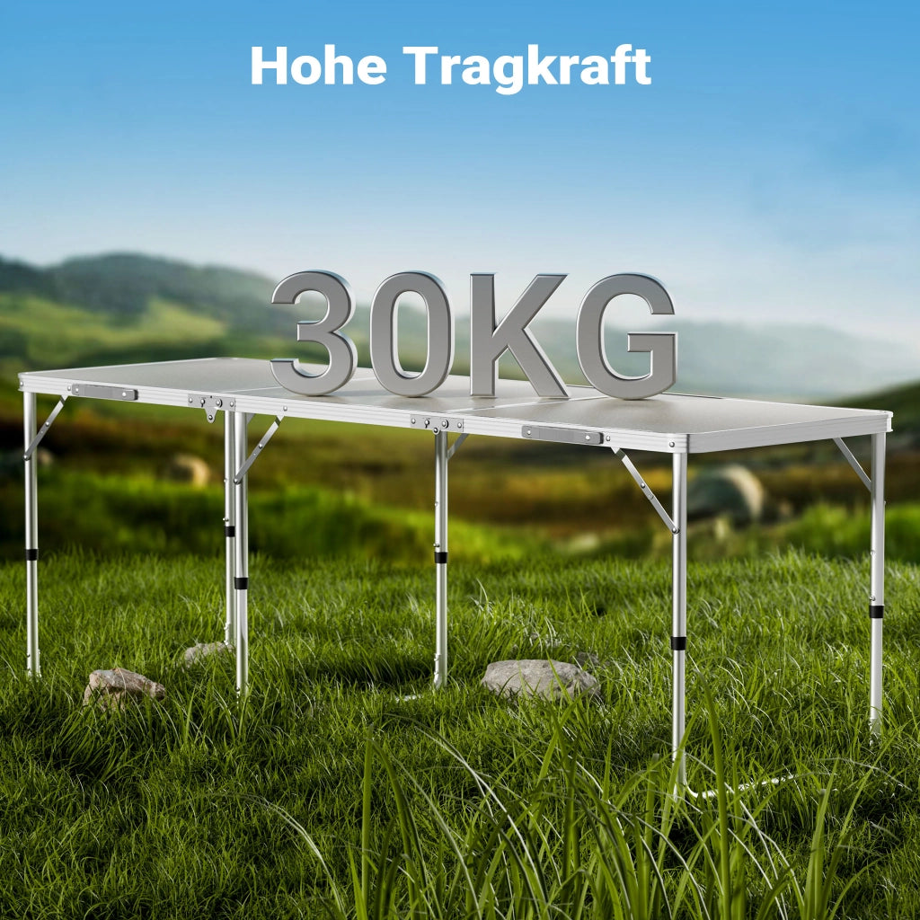 Toboli Tavolo da campeggio pieghevole 180x60x70cm altezza 55/62/70cm portatile e multiuso