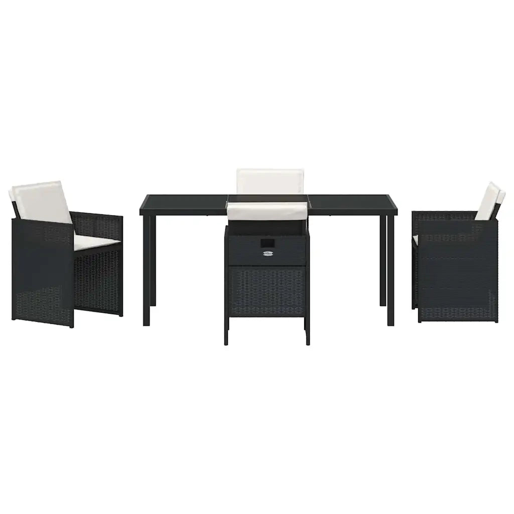 Set da Pranzo per Giardino con cuscino 5 pcs Nero polyrattan