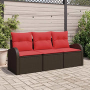 Set Divano da Giardino 3 pcs Marrone e rosso Poly Rattan 3354573