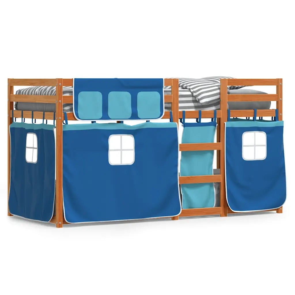 Letto a Castello senza Materasso Blu 90x200cm Massello Pino