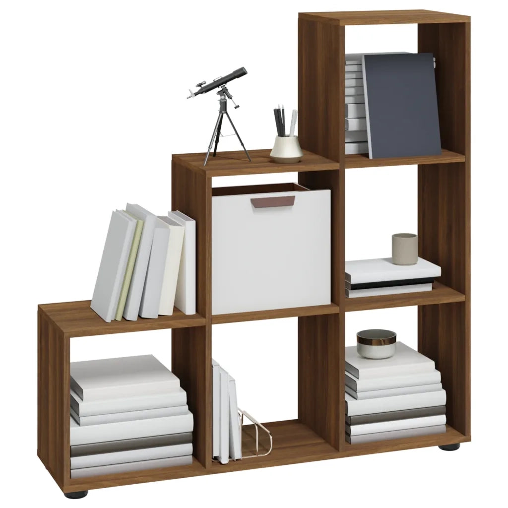 Libreria a Scala Rovere Marrone 107 cm in Legno Multistrato 342608