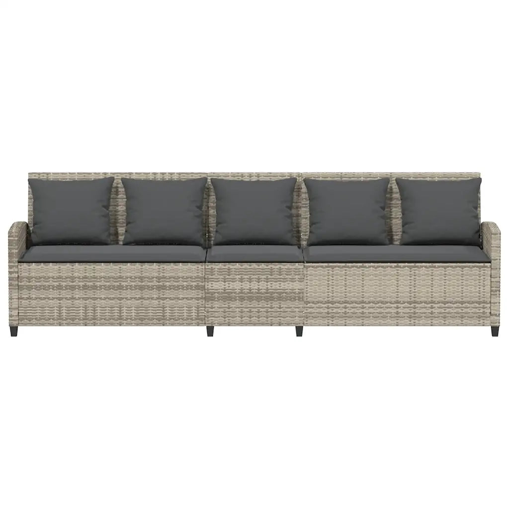 Divano da Giardino con Cuscini 5 Posti Grigio Chiaro Polyrattan 4104117