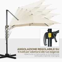 Ombrellone da Giardino con Angolazione Regolabile su 5 Livelli e a 360°, 2.5x2.5 m, color Crema