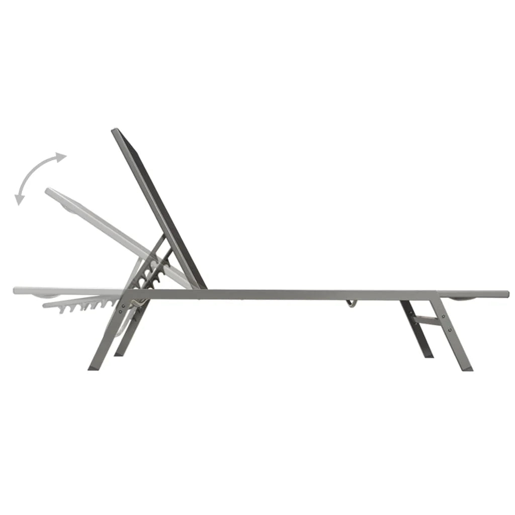 Set di 2 lettini prendisole sedie a sdraio lettini prendisole lettini da giardino mobili da giardino con tavolo acciaio e textilene nero 02_0012072