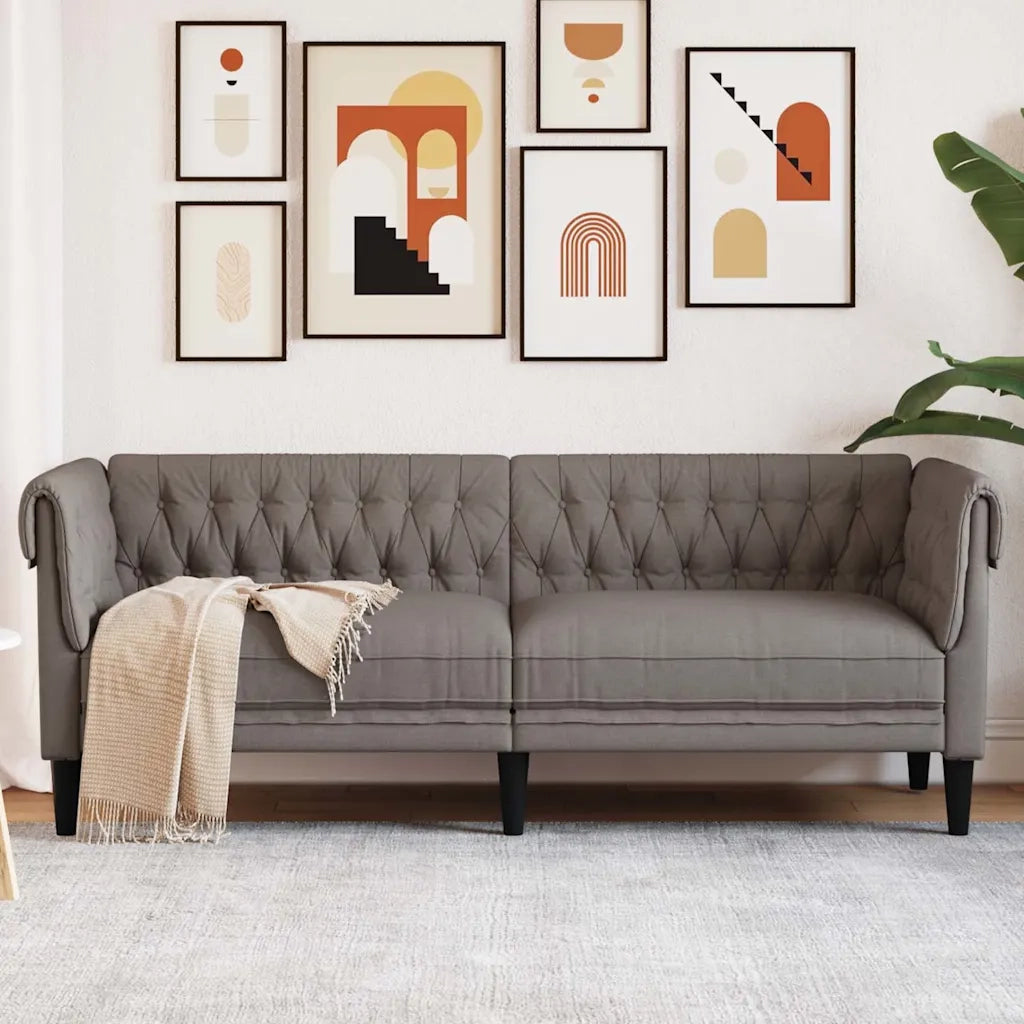 Divano | Divano da soggiorno | Sofa Chesterfield a 3 Posti Tortora in Tessuto