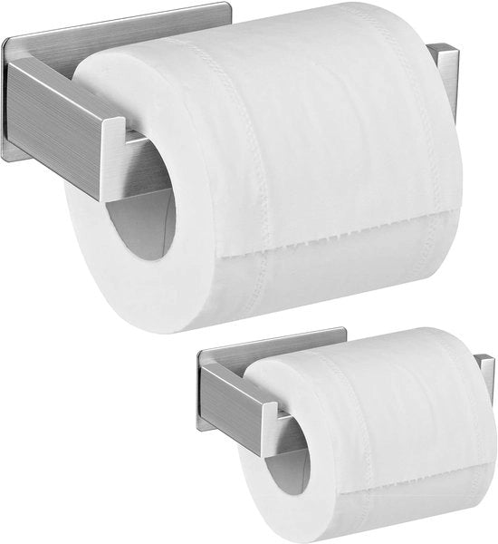 Toilet rol support senza forare, support per carta igienica autoadesivo, support per carta igienica in acciaio inossidabile, support per carta igienica, support per rotoli, support per carta igienica per cucina e bagno, confezione da 2 pezzi