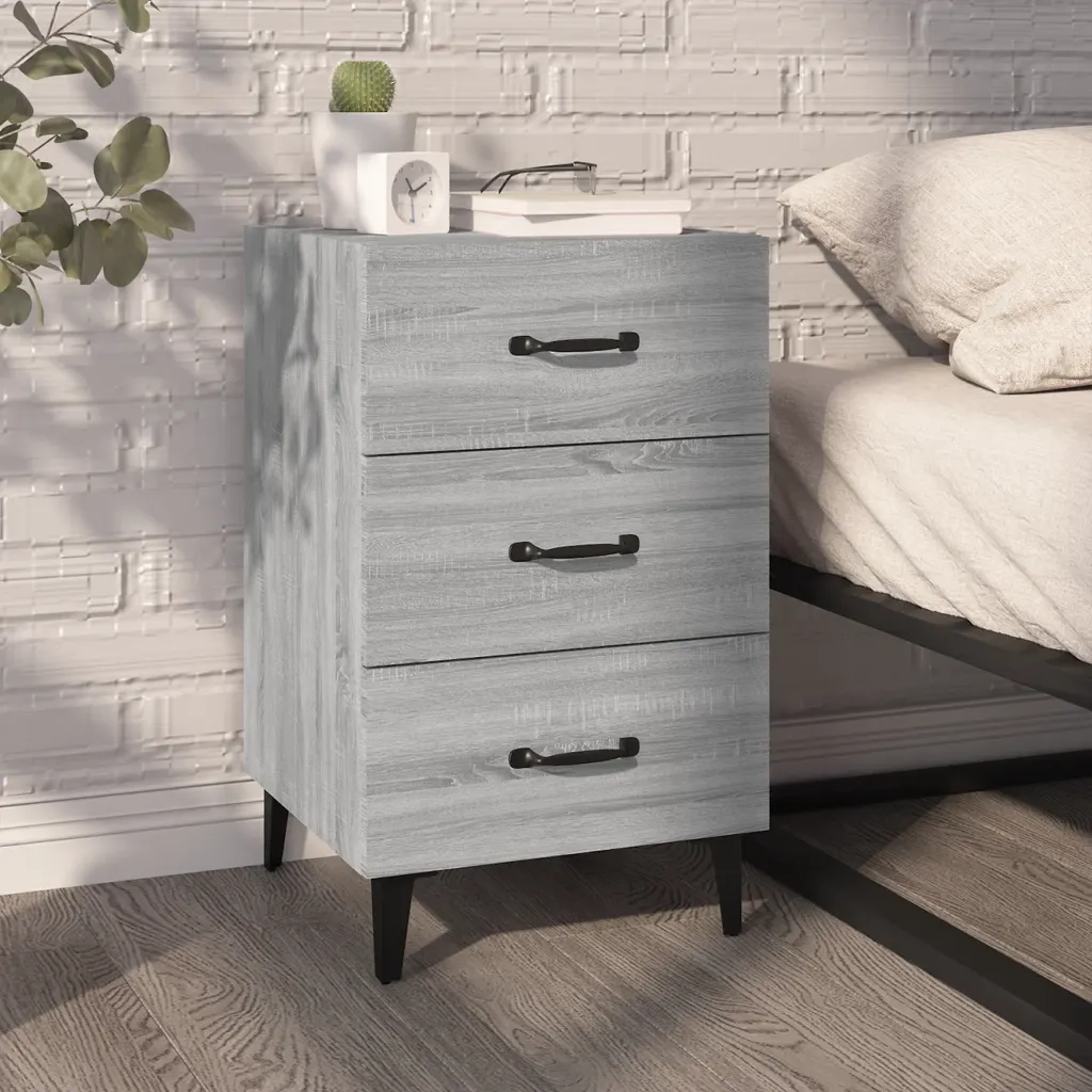 Comodino Grigio Sonoma 40x40x66 cm in Legno Multistrato cod mxl 30587