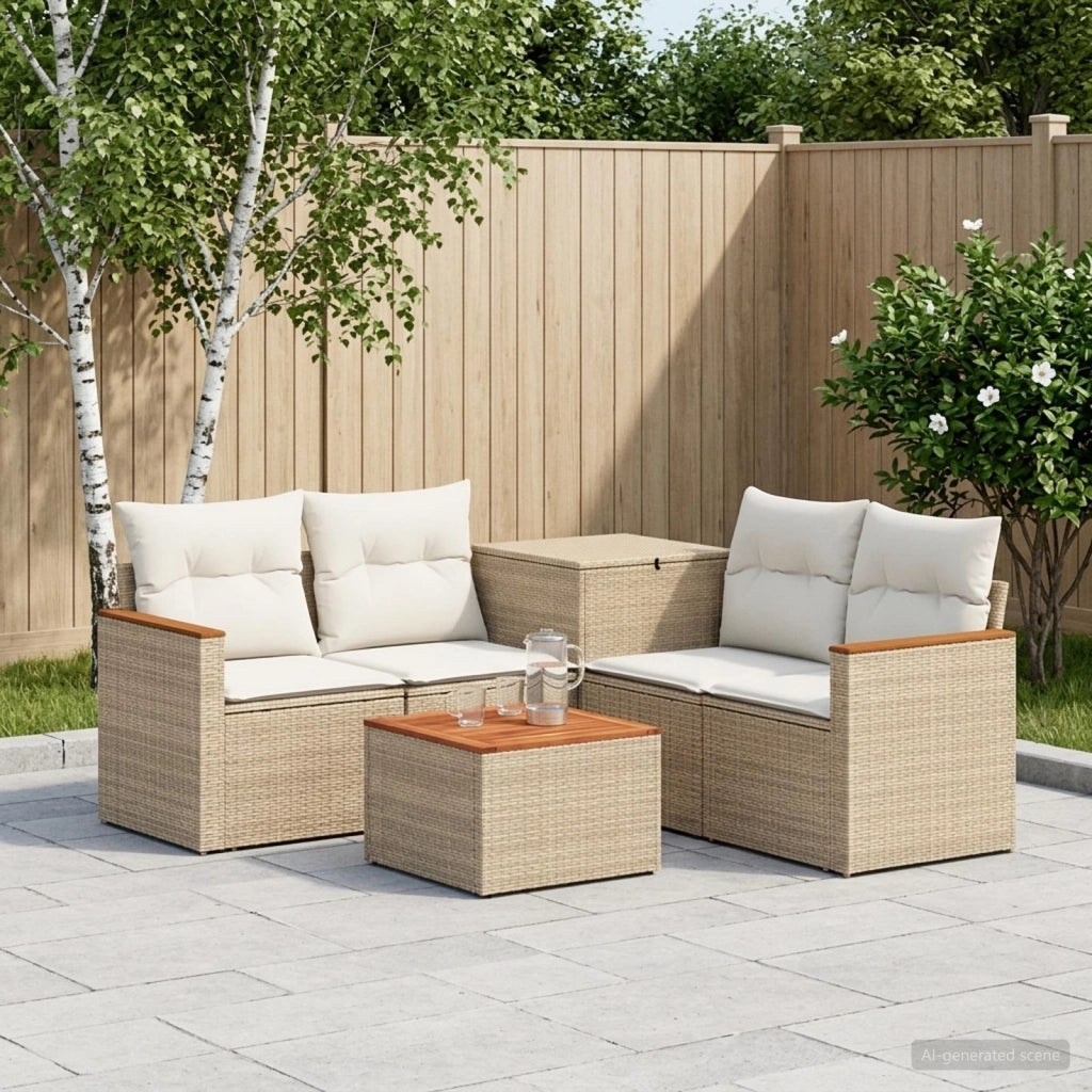 Set di divani 6 pz Beige e Bianco Crema 3447628