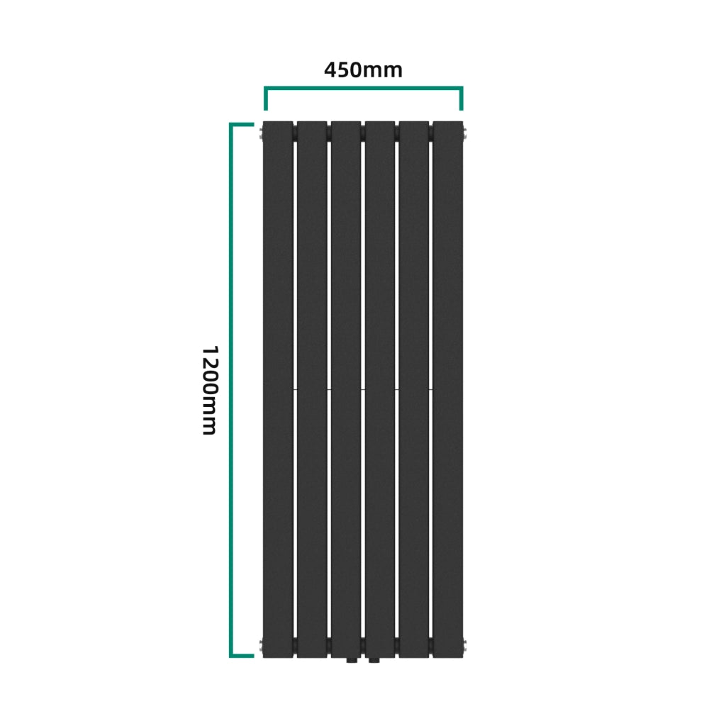 Termosifone Nore ad Acqua Calda Pannello Doppio con Elementi Piatti 120 x 45 cm Nero [neu.haus]
