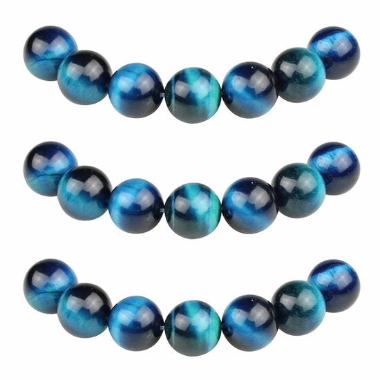 Raccoglitori 6mm 60 pezzi con foro, pietre naturali tigre celeste, semi-preziose, rondi, singoli per la creazione di gioielli, bracciali, collane.