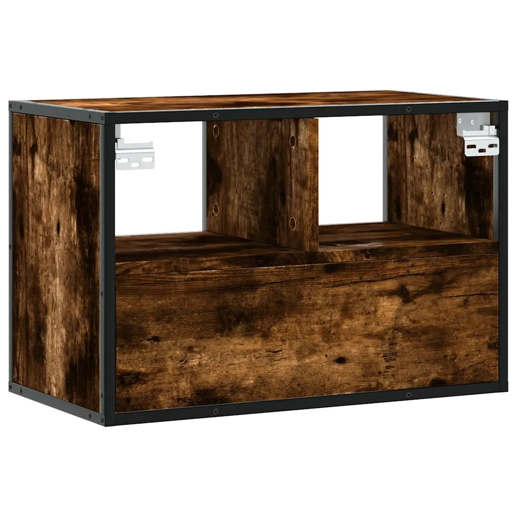Mobile TV Rovere Fumo 60x31x39,5 cm Legno Multistrato e Metallo 848916