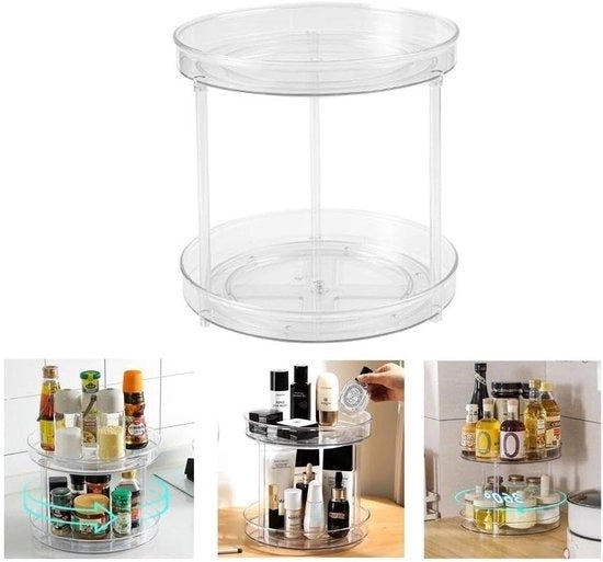 Organizzatore a due piani rotante per spezie e prodotti da forno 235 cm Transparante per pepe, ingredienti da forno, cosmetici e medicinali BPA libero