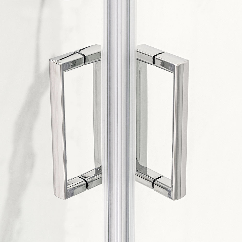 Box doccia angolare 70x100 con doppia porta scorrevole cristallo trasparente e profili cromati Geo