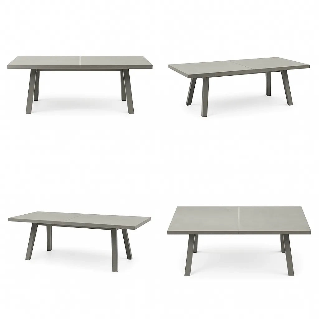 Tempo Style - Tavolo da pranzo allungabile Buda | Tavolo da pranzo per esterni grigio 200/260 x 100 x 74cm | Tavolo allungabile in alluminio e top ceramica, resistente alle intemperie