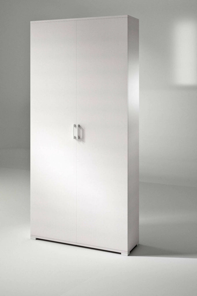 Aliosha, Armadio Multiuso 2 Ante 4 Ripiani Made in Italy, 90x195h cm Bianco