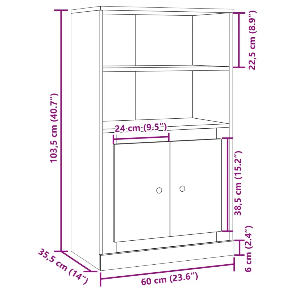 Buffet credenza cassettiera mobiletto mobile contenitore organizer cucina soggiorno salotto alto fatto a mano 60 x 35,5 x 103,5 cm legno ingegnerizzato marrone 02_0033163