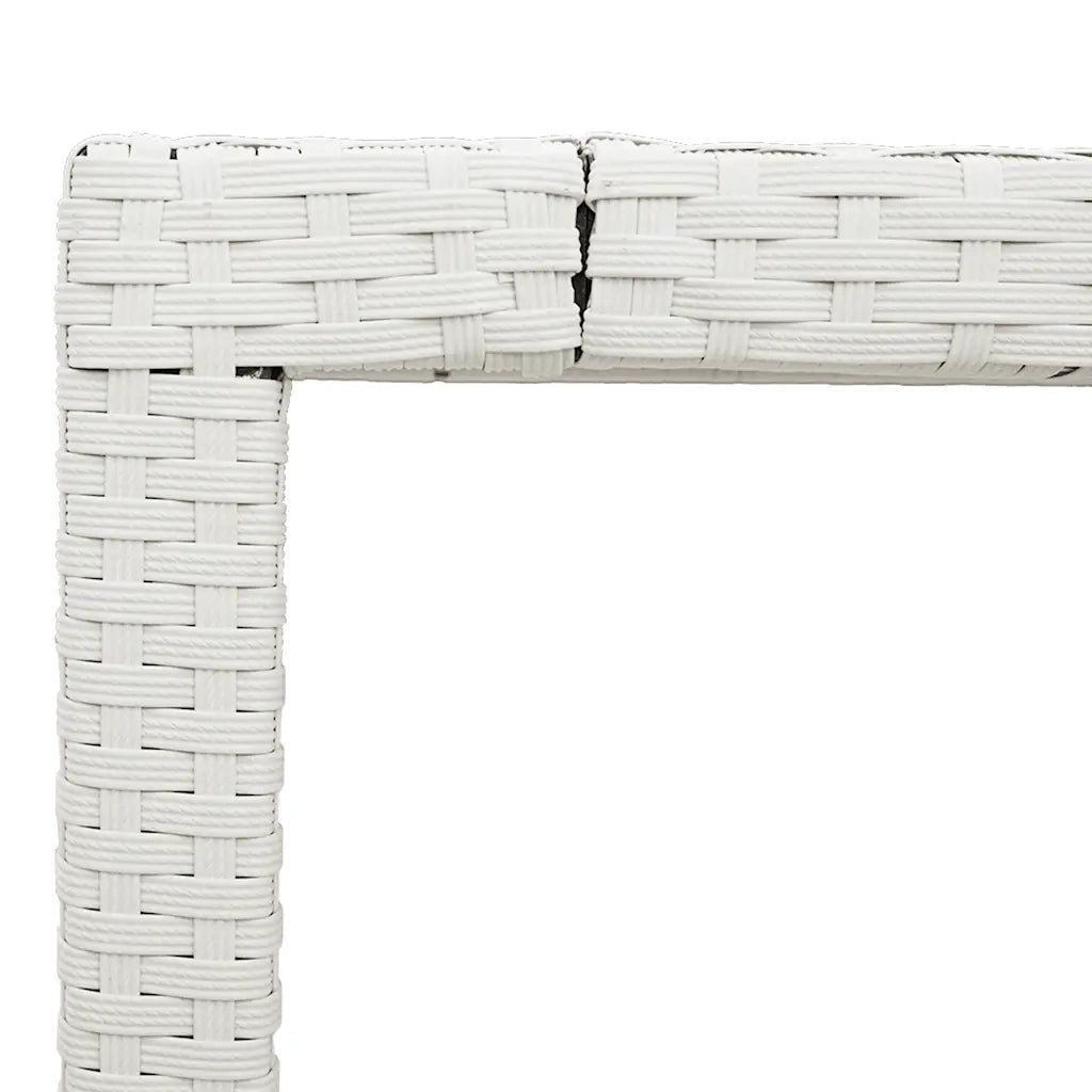 Tavolo Giardino | Tavolino da esterno con Piano Vetro Bianco 90x90x75 cm Polyrattan