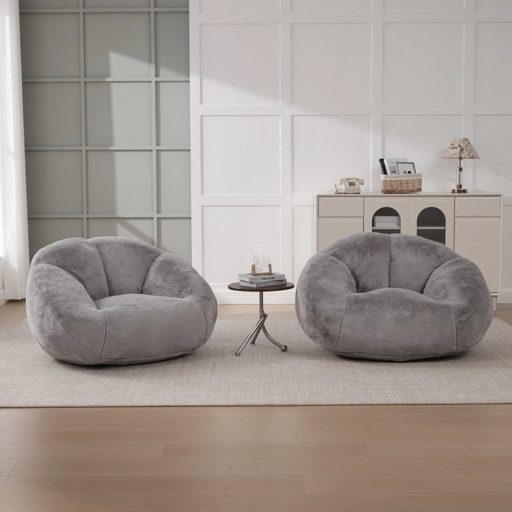 Divano Pouf Morbido in Peluche ¨C MINIMAL ¨C Grigio, Soggiorno