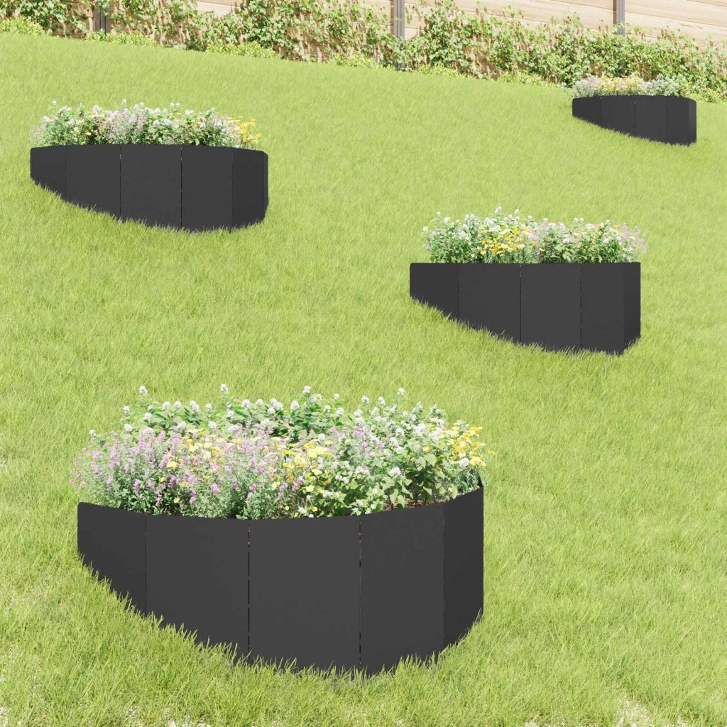 Bordura per Prato 4 pz 100 x 45 cm Acciaio Nero 8008890
