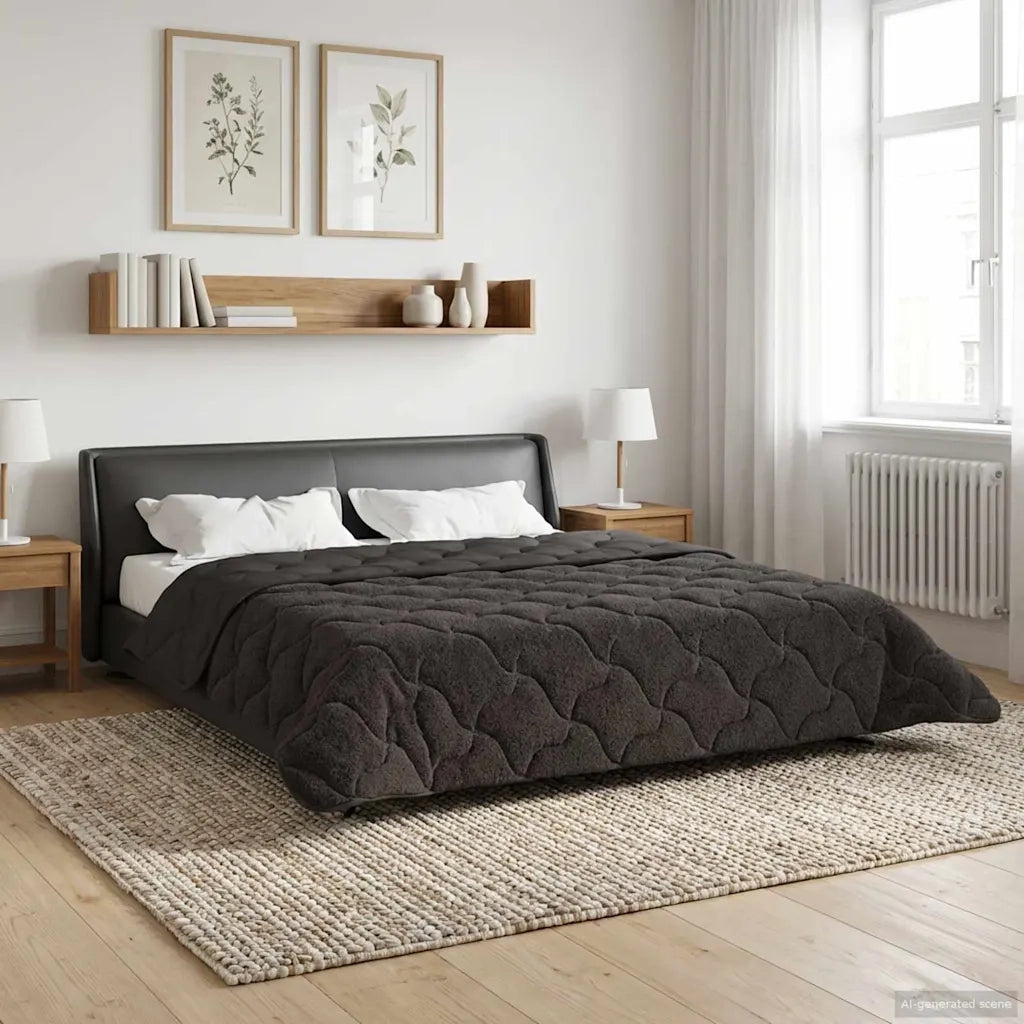 Duvet Estivo Antracite 200 x 200 cm Microfibra e Fleece Teddy
