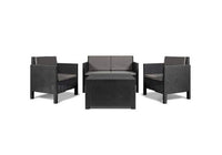 Set Salotto da Giardino in Resina Divano Poltrone Tavolino Olimpia Antracite