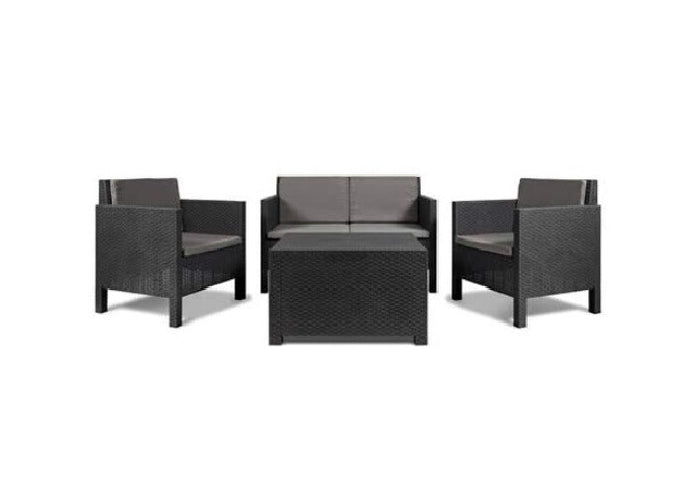 Set Salotto da Giardino in Resina Divano Poltrone Tavolino Olimpia Antracite