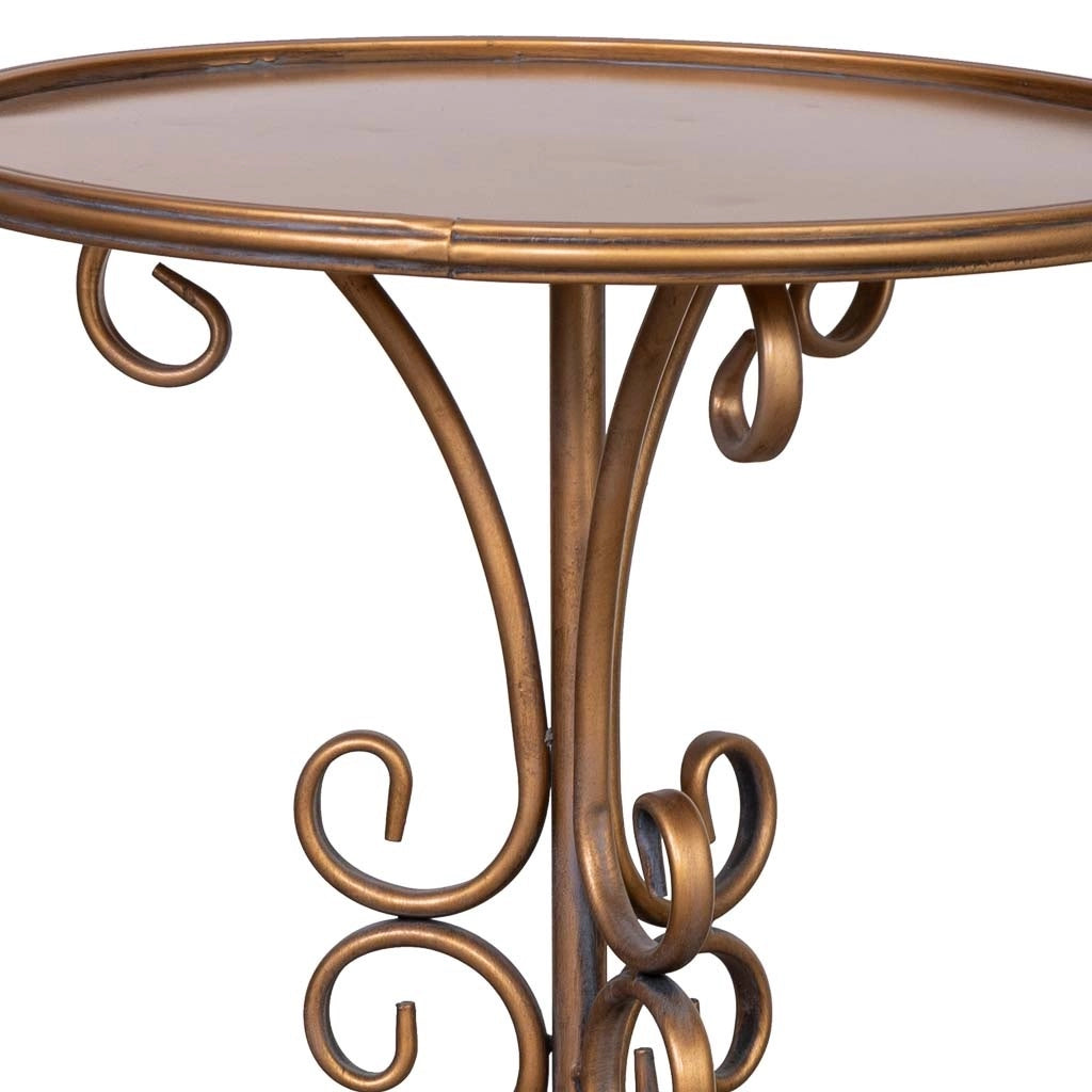 Tavolino in metallo invecchiato dorato 40x40x77
