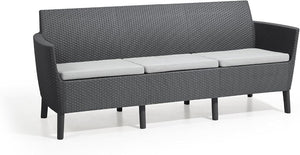 Set Divano da Giardino in Resina Salemo con Cuscini 3 Posti Graphite Keter