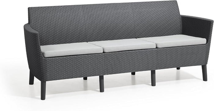 Set Divano da Giardino in Resina Salemo con Cuscini 3 Posti Graphite Keter