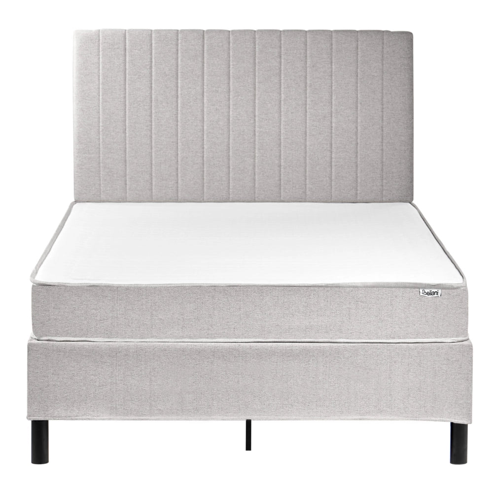 Letto matrimoniale con testiera Materasso a molle insacchettate 120 x 200 cm grigio chiaro camera da letto