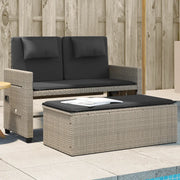 Panca Reclinabile Giardino con Cuscini-Sgabello-Sedia da esterno Grigio Chiaro Polyrattan 961355