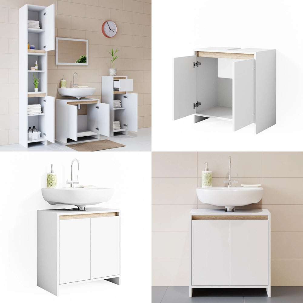 Vicco Mobile sottolavabo per bagno Bianco/Sonoma 58 x 60 cm