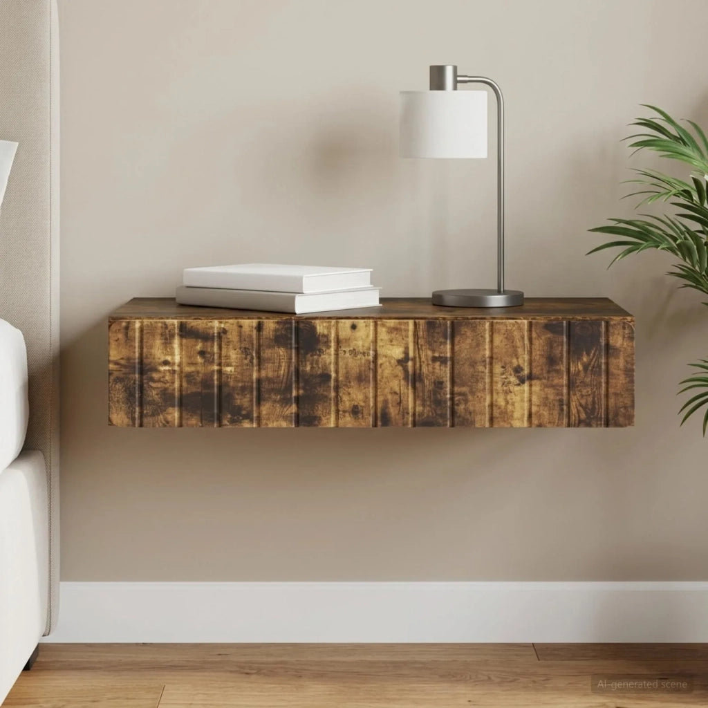 Tavolino da Parete Laterale Rovere Fumo 87,5 x 34,5 x 17 cm 898330