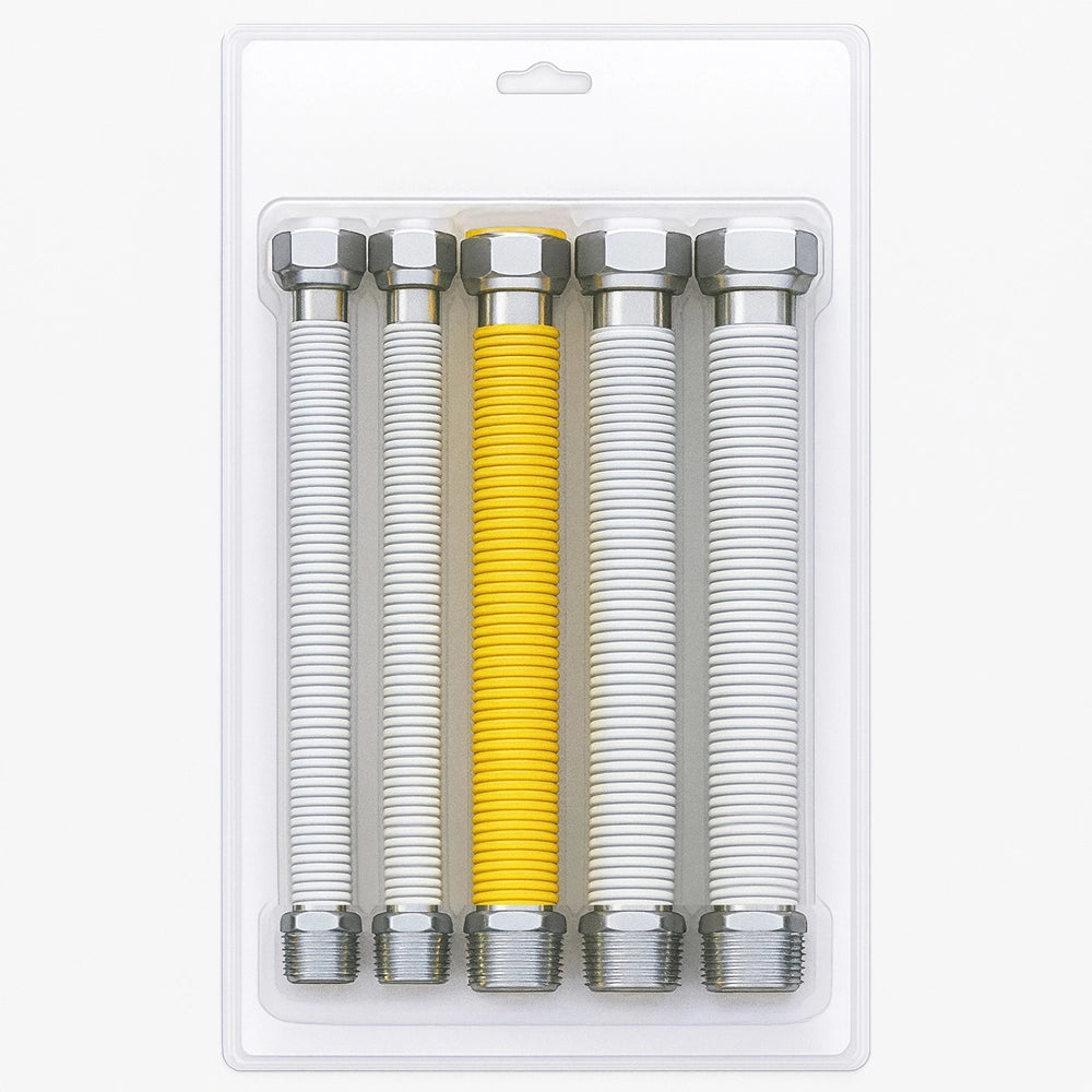 Kit 5 flessibili in acciaio inox AISI316 per installazione caldaia a gas