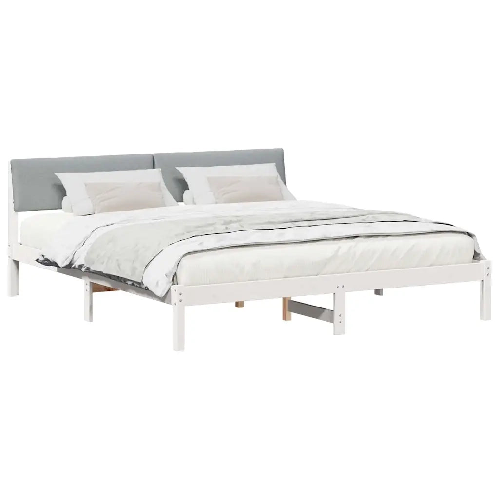 Struttura del letto-Giroletto-Rete del Letto Bianco e grigio chiaro 200 x 200 cm 644819
