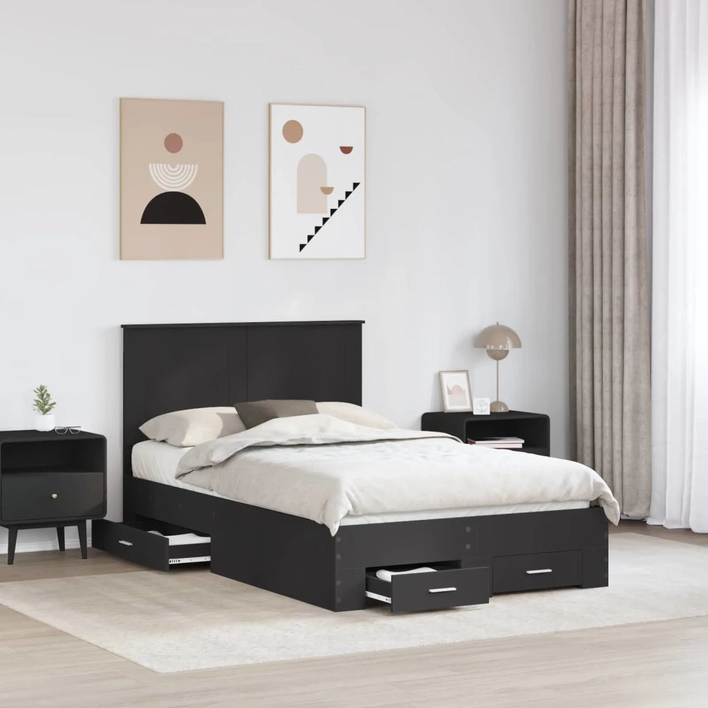 Struttura del letto Nero 135 x 190 cm Legno multistrato