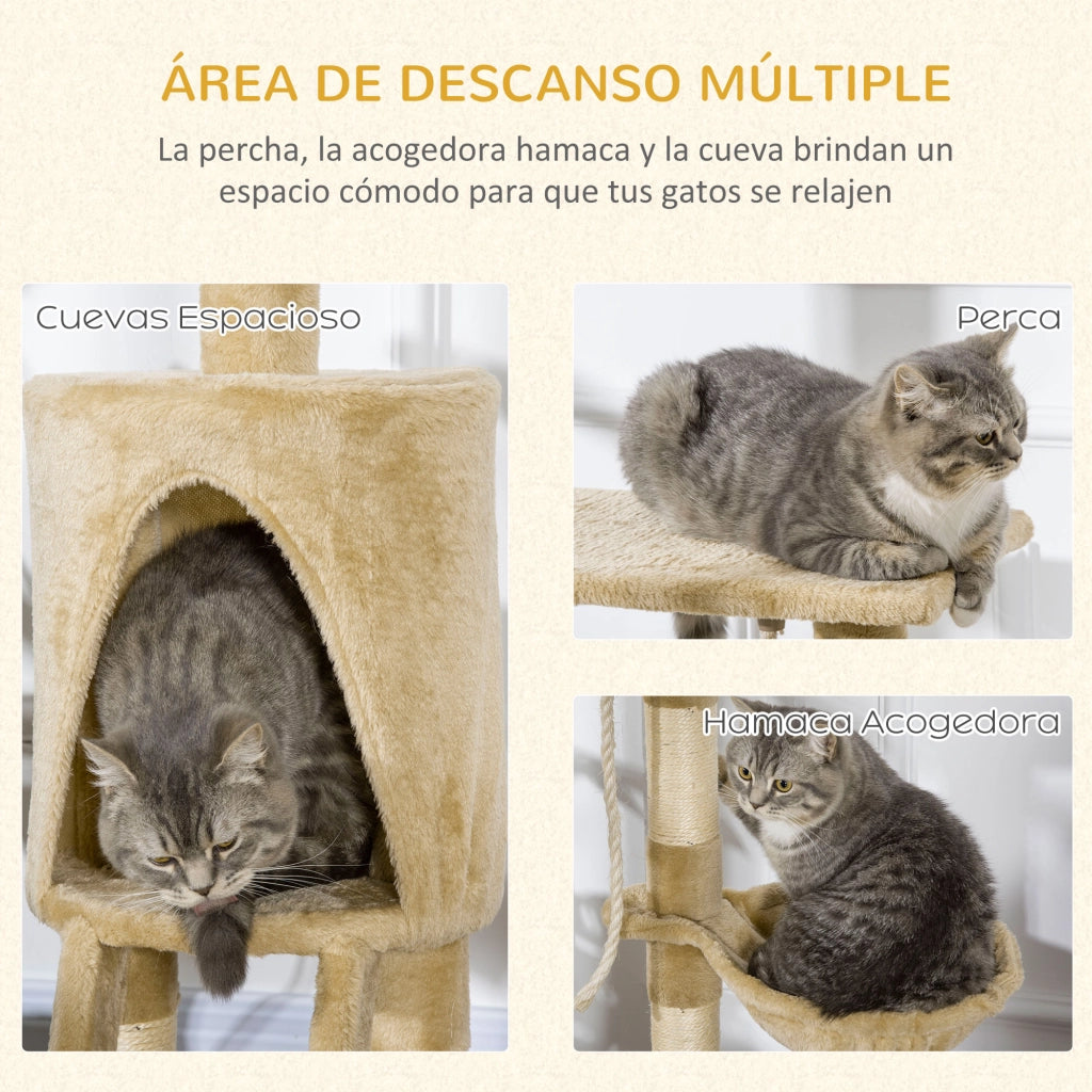 Albero tiragraffi per gatti con piattaforma e casetta ¨C zephmum ¨C Marrone 55x30x95 cm