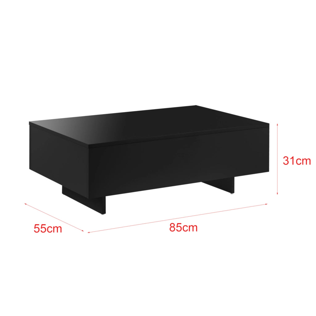 Tavolino Centrale da Salotto Vänersborg 85 x 55 x 31 cm - Nero Lucido [en.casa]