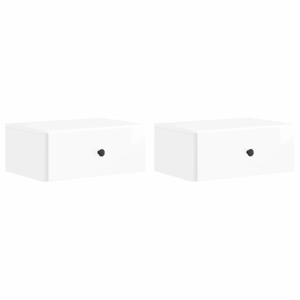 Mobiletto da notte a muro 2 pcs Bianco Lucido 49 x 34,5 x 20 cm 899134