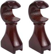 Set di 2 Supporti per Tendine in Legno con Maniglie in Cuoio per Tendine di 28 mm
