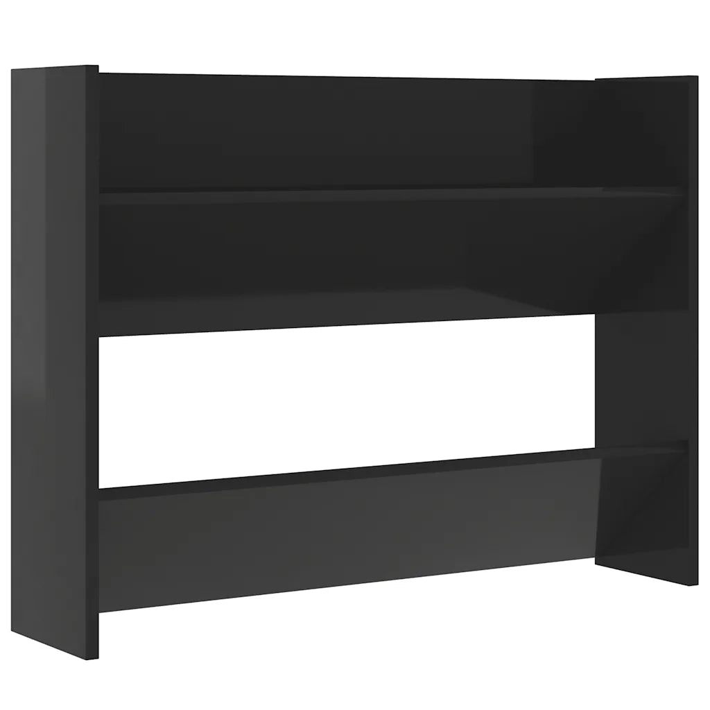 Scarpiera a Muro Nero Lucido 80x18x60 cm in Legno Multistrato 806755
