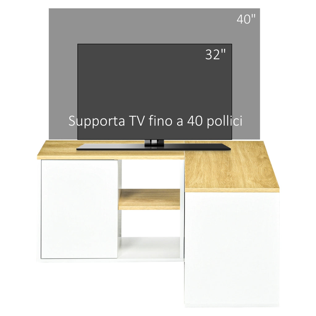 EasyComfort Mobile TV a L per TV da 40" con 3 Ripiani Aperti e 2 Armadietti, in Truciolato, 90x90x45 cm