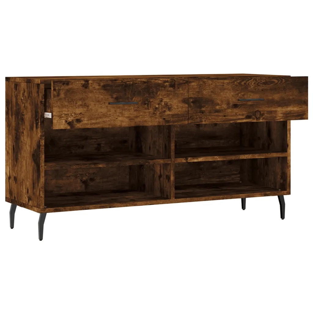 Panca Porta Scarpe | Scarpiera | Mobile per scarpe Rovere Fumo 102x35x55 cm Legno Multistrato
