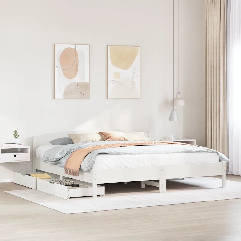 Letto senza Materasso Bianco 180x200 cm Legno Massello di Pino 3301819