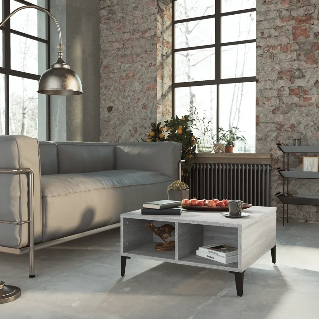 Tavolino da Salotto Grigio Sonoma 60x60x30 cm in Truciolato cod mxl 18809