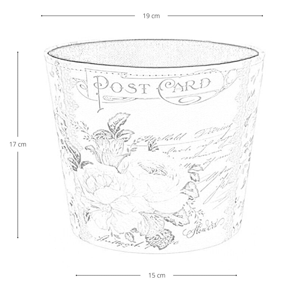 Vasi caspò cestino in plastica fantasia floreale cm 19 x 15x h 17 set da 3