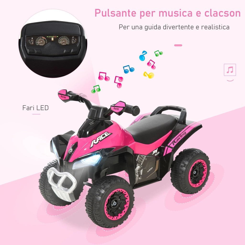 Mini Quad Cavalcabile a Spinta per Bambini con Luci e Suoni Rosa