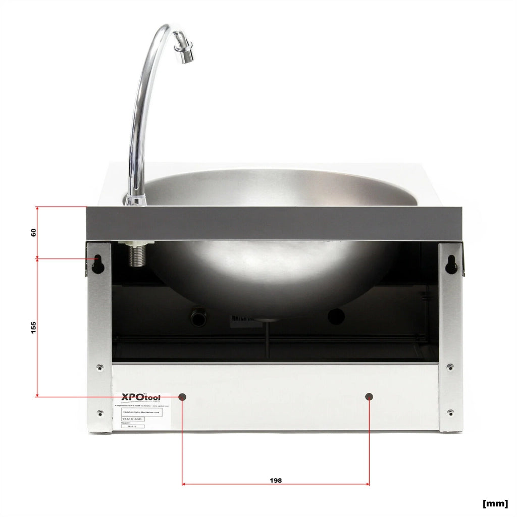 Lavello gastronorm in acciaio inox con vasca rotonda e lavamani azionabile con comando a ginocchio 16_0002397